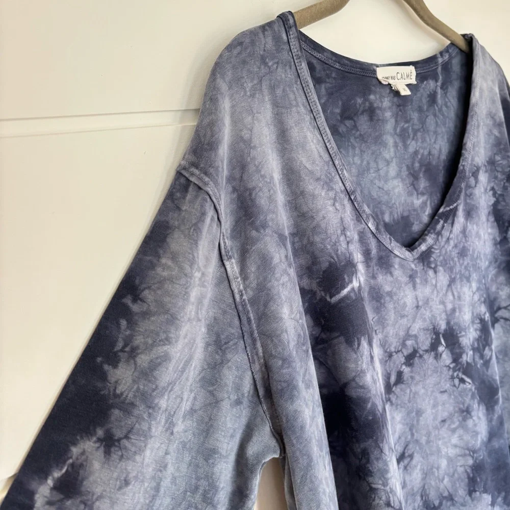 JOHNNY WAS CALMÉ Women’s Blake tie dye long sleeve tee shirt Blue Size XL - Picture 8 of 13